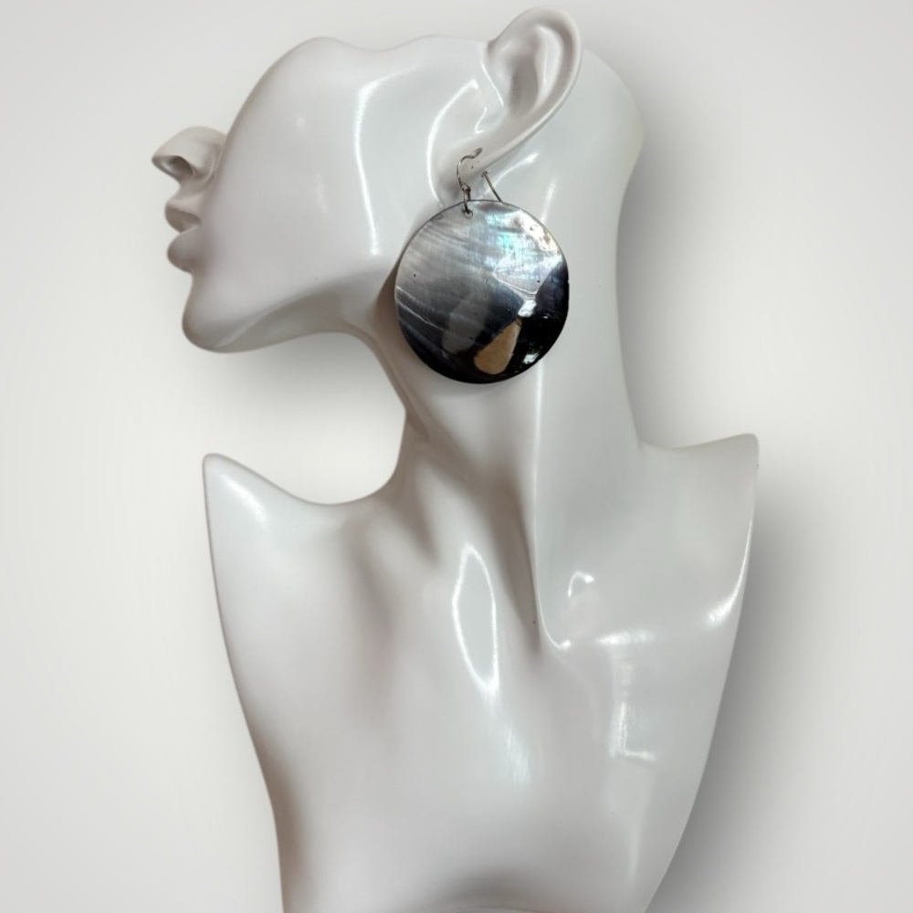 Abalone Shell Round Earrings - image 1